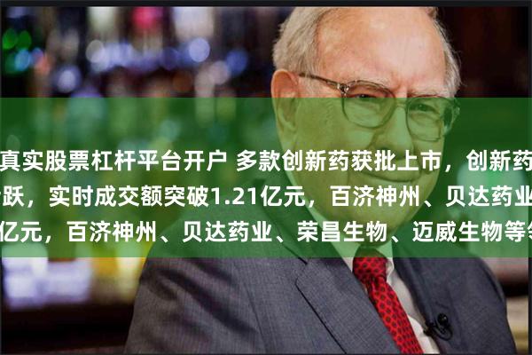 真实股票杠杆平台开户 多款创新药获批上市，创新药ETF(159992)交投活跃，实时成交额突破1.21亿元，百济神州、贝达药业、荣昌生物、迈威生物等领涨