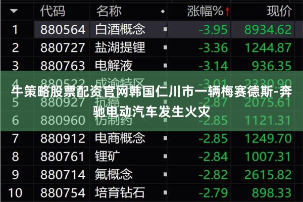 牛策略股票配资官网韩国仁川市一辆梅赛德斯-奔驰电动汽车发生火